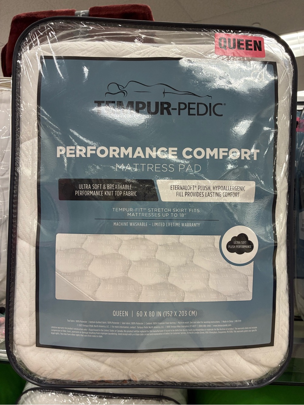 TEMPUR-PEDIC Queen Performance Comfort Mattress Pad - White